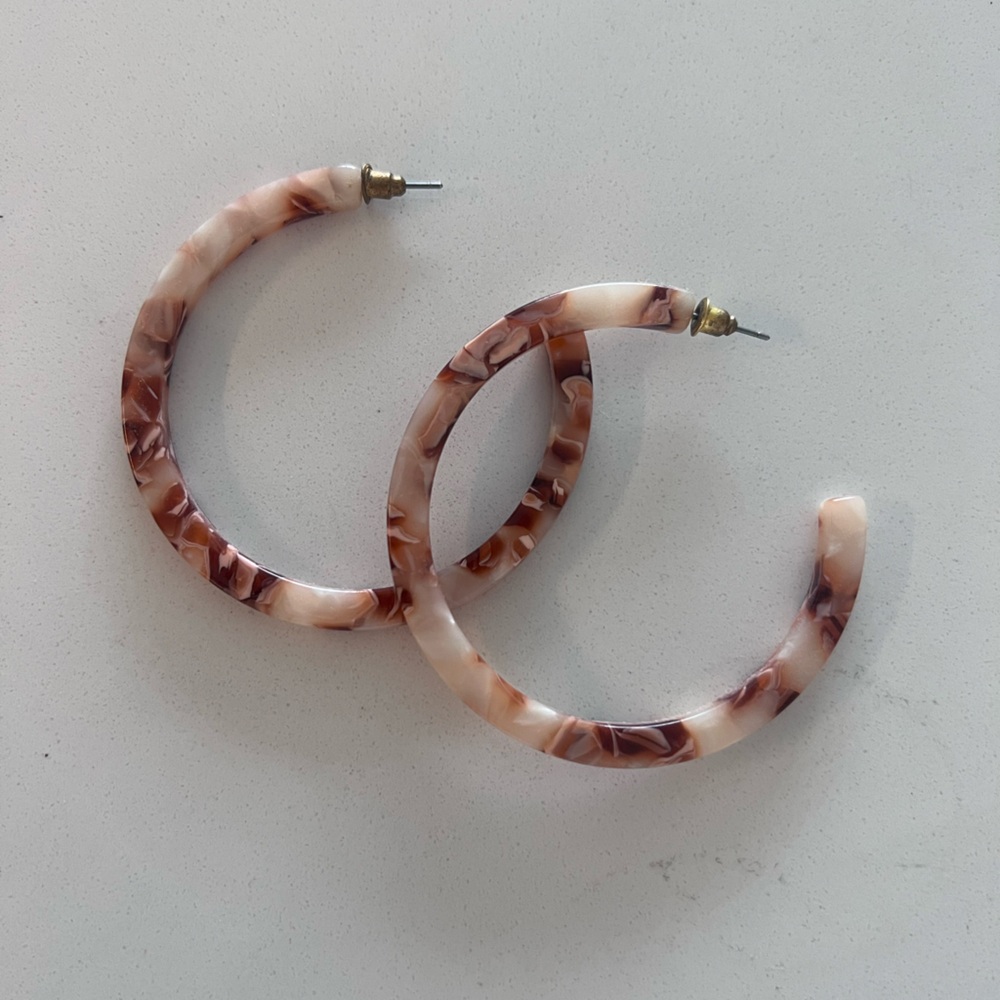Pink and White Tortoise Hoops